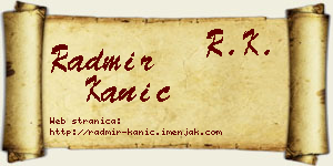Radmir Kanić vizit kartica